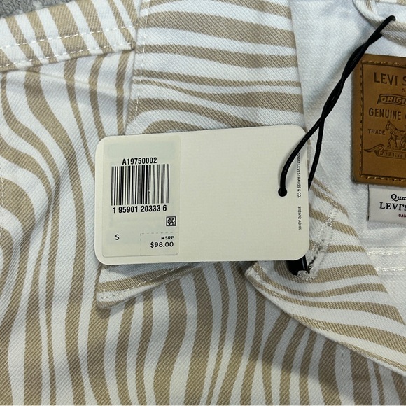 Levi’s Shrunken Denim Chore Jacket Cropped Zebra Wavy Lines Womens Size Small - Picture 9 of 13